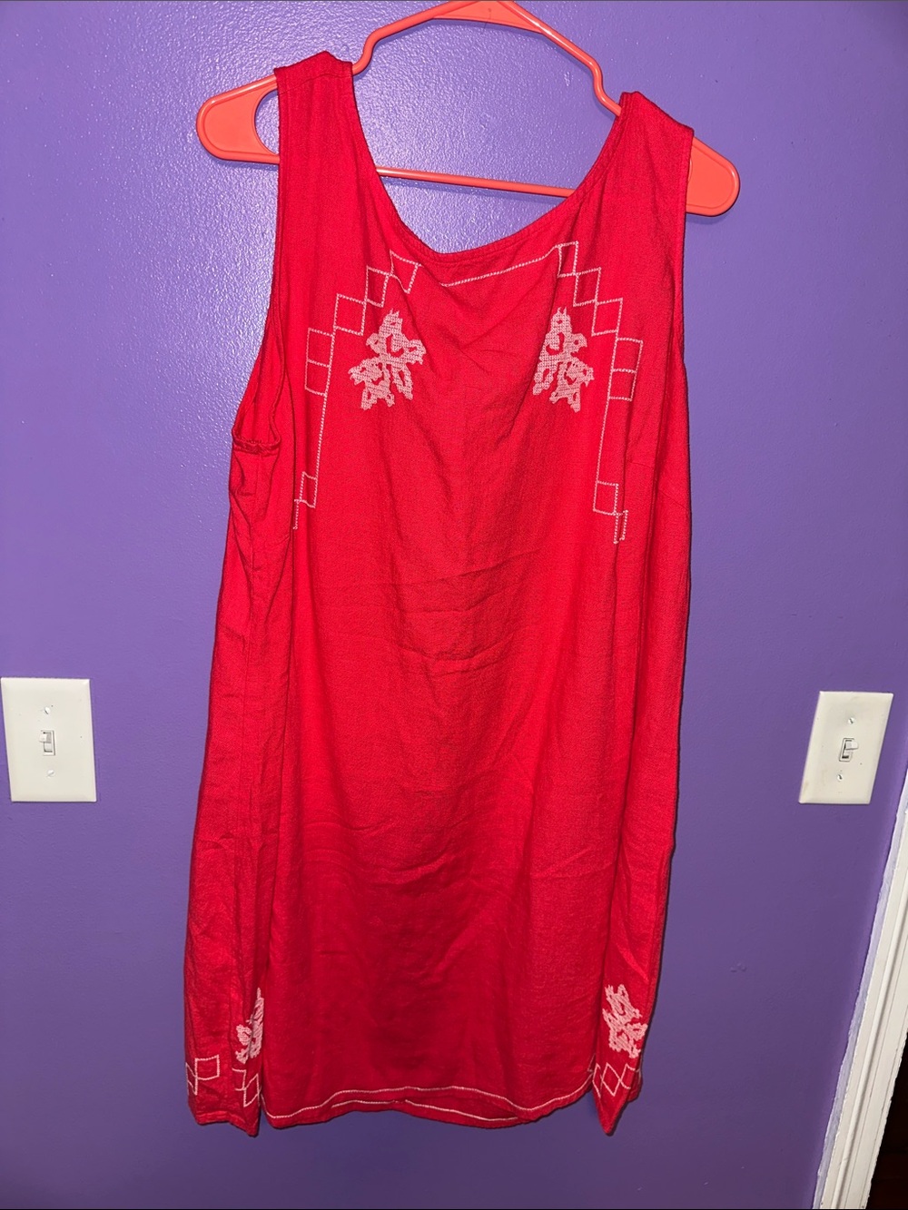 Universal Thread hot pink red Embroidered Sleeveless Mini Dress sexy short